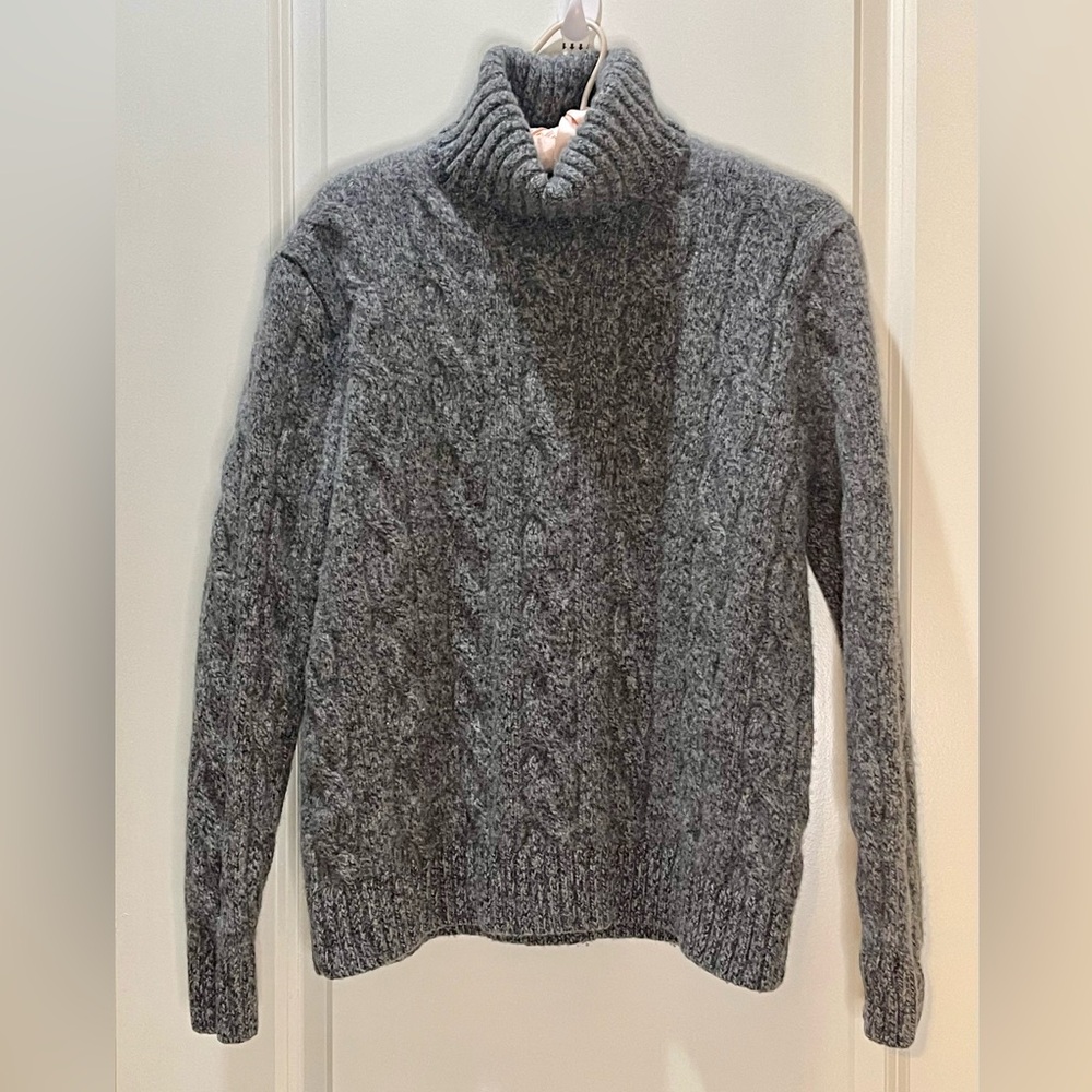 Charles Tyrwhitt Weekend Gray Cable-Knit Turtleneck Sweater Size Large